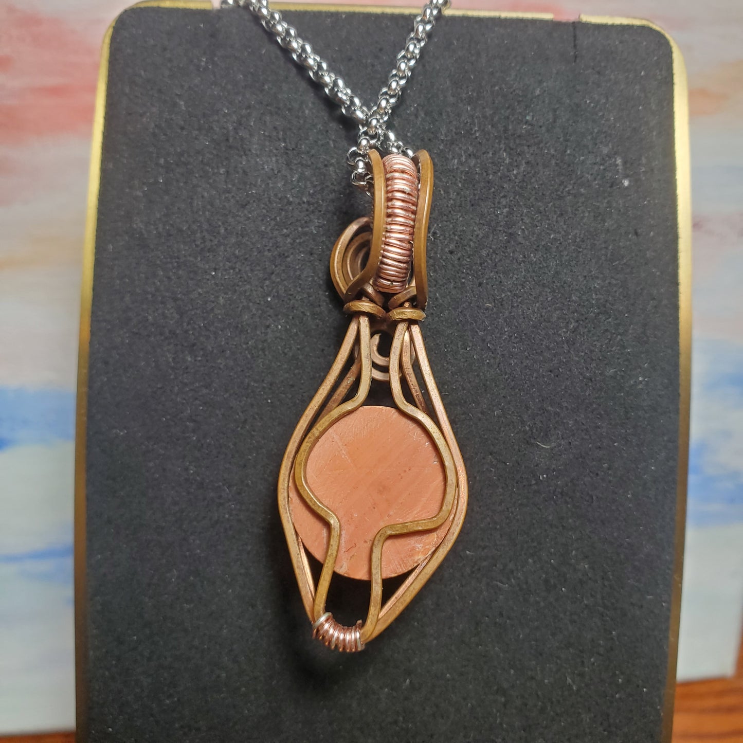 Orange Jasper Mushroom Themed Copper Wire Wrapped Gem