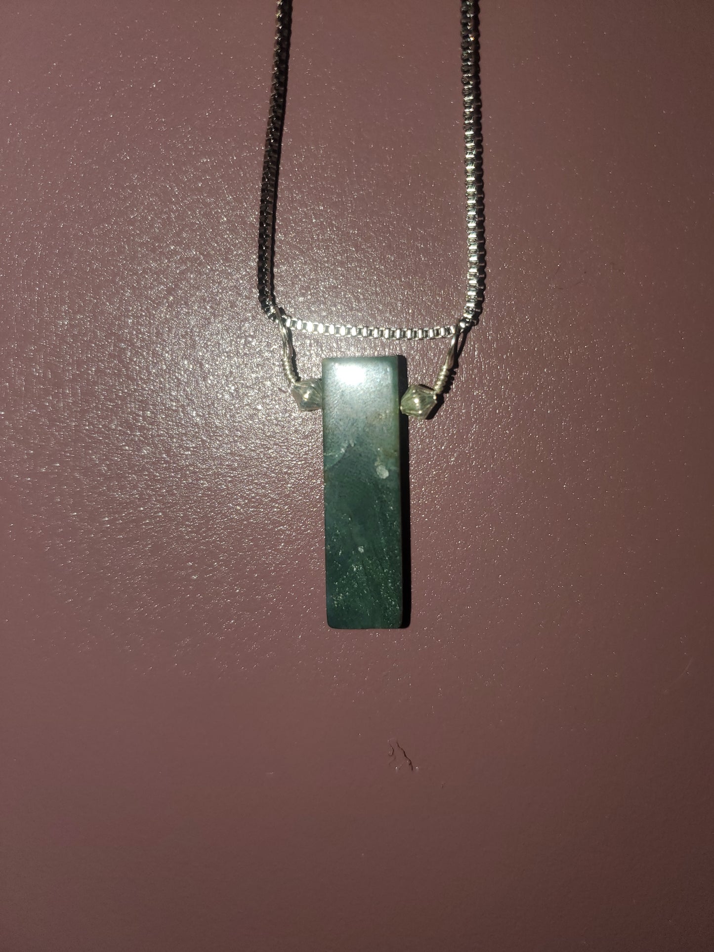 Chain with Rectangular Agate Stone and metal beads