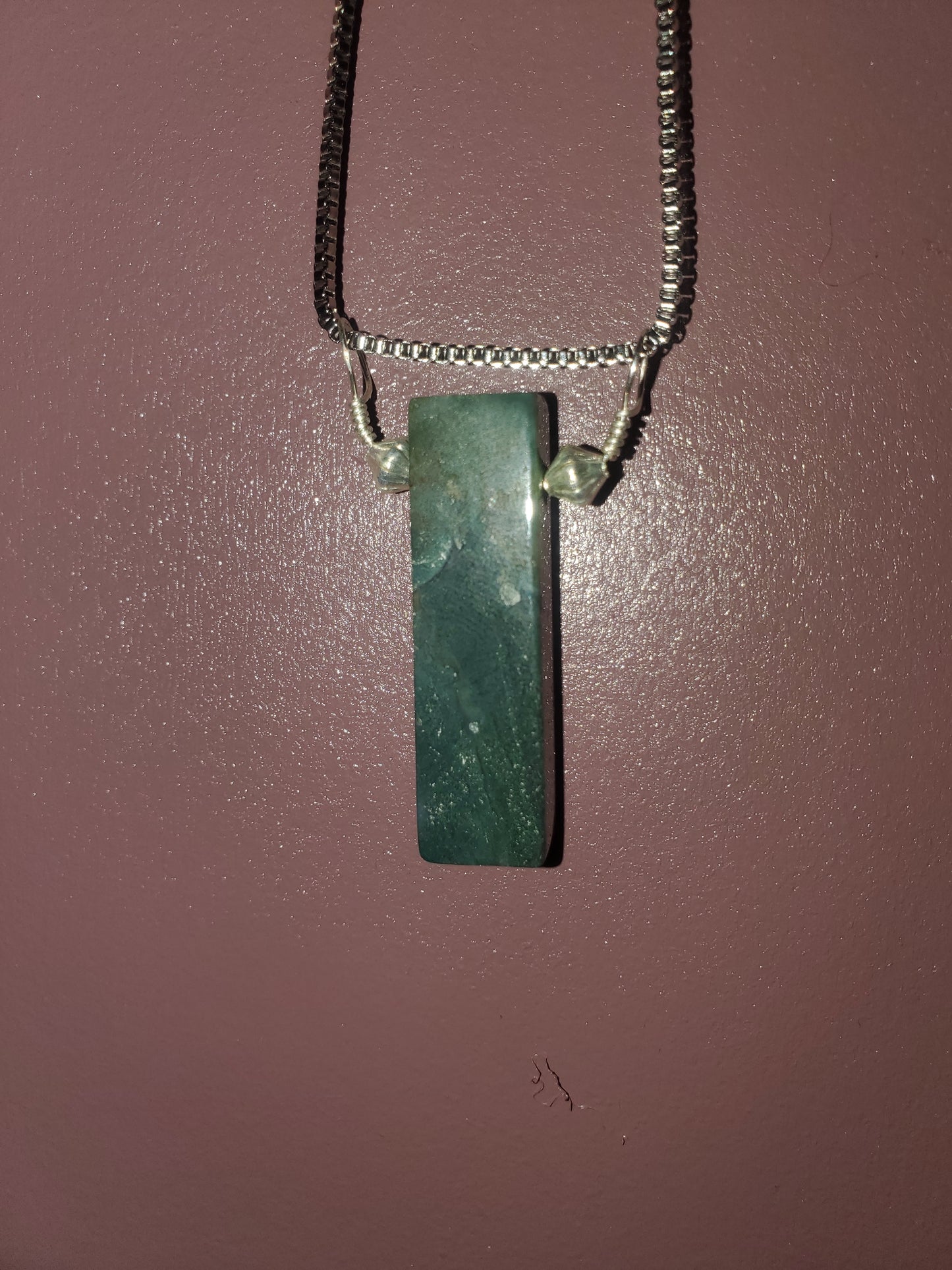 Chain with Rectangular Agate Stone and metal beads
