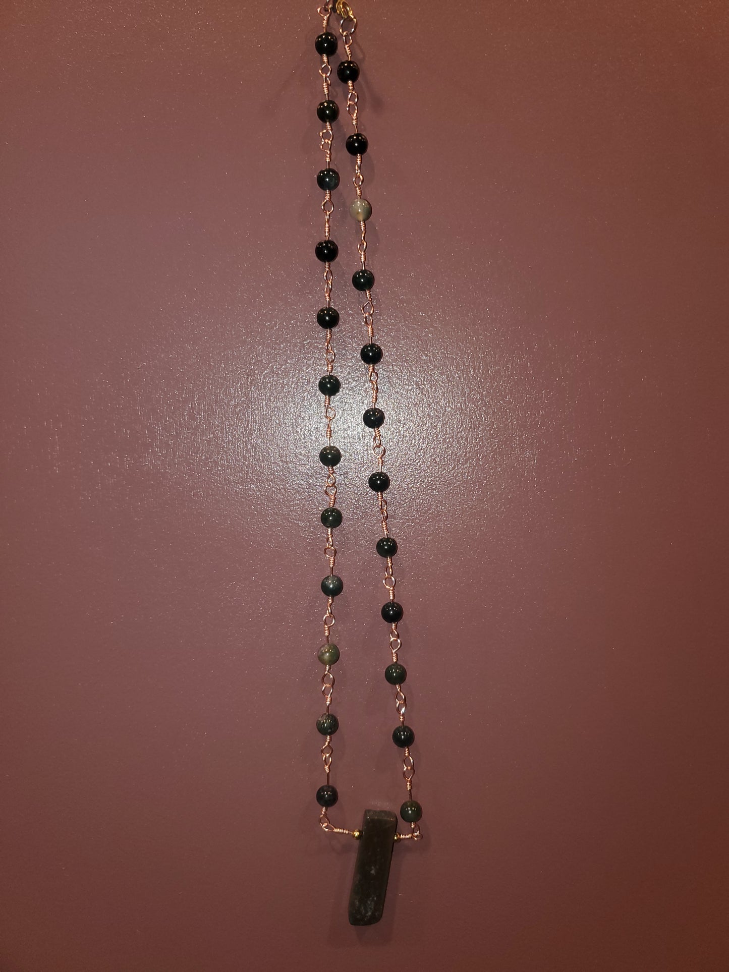 Mossy Agate Chain with Agate rectangular charm