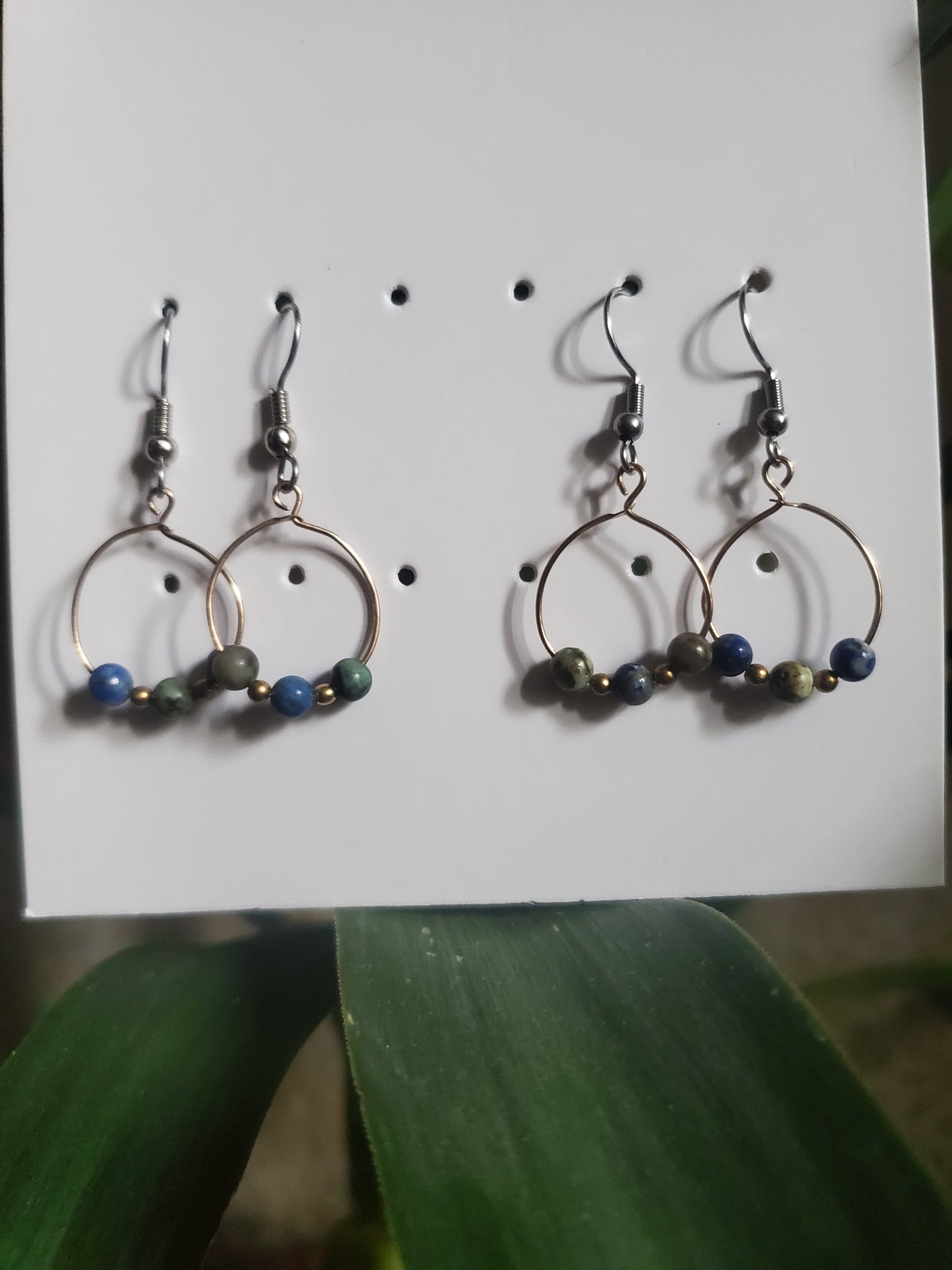Lapis Lazuli and African Turquoise with gold beads Earrings