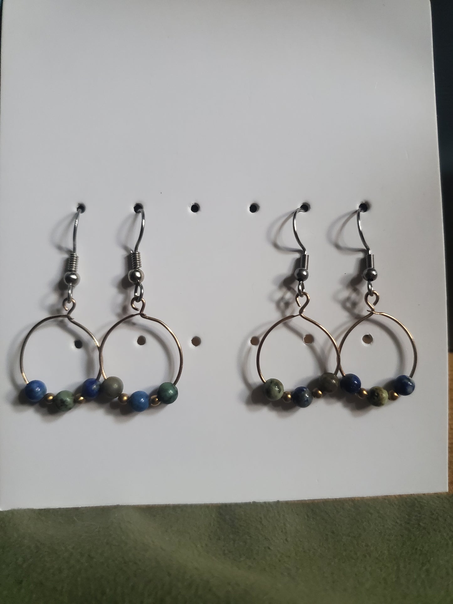 Lapis Lazuli and African Turquoise with gold beads Earrings