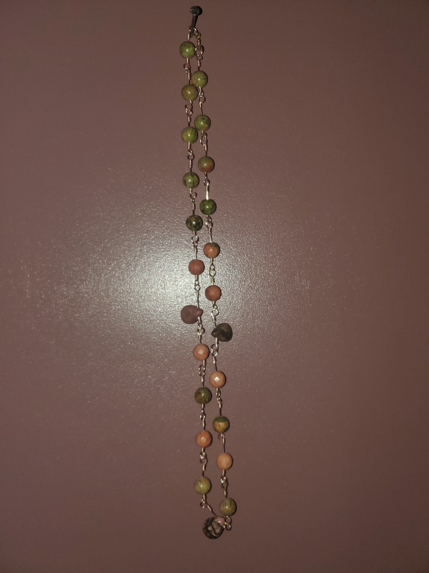 Unakite, Red Adventurine and Rhodonite Chain