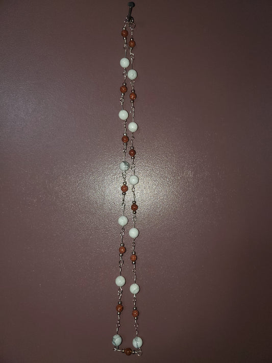 Goldstone and Howlite Beaded Chain