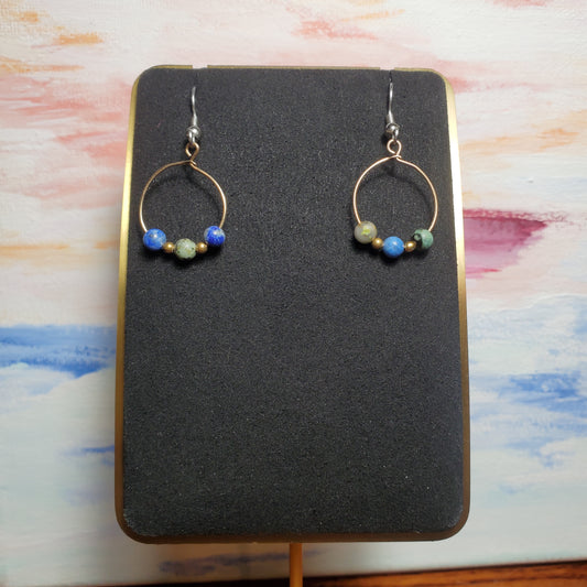 Lapis Lazuli and African Turquoise with gold beads Earrings