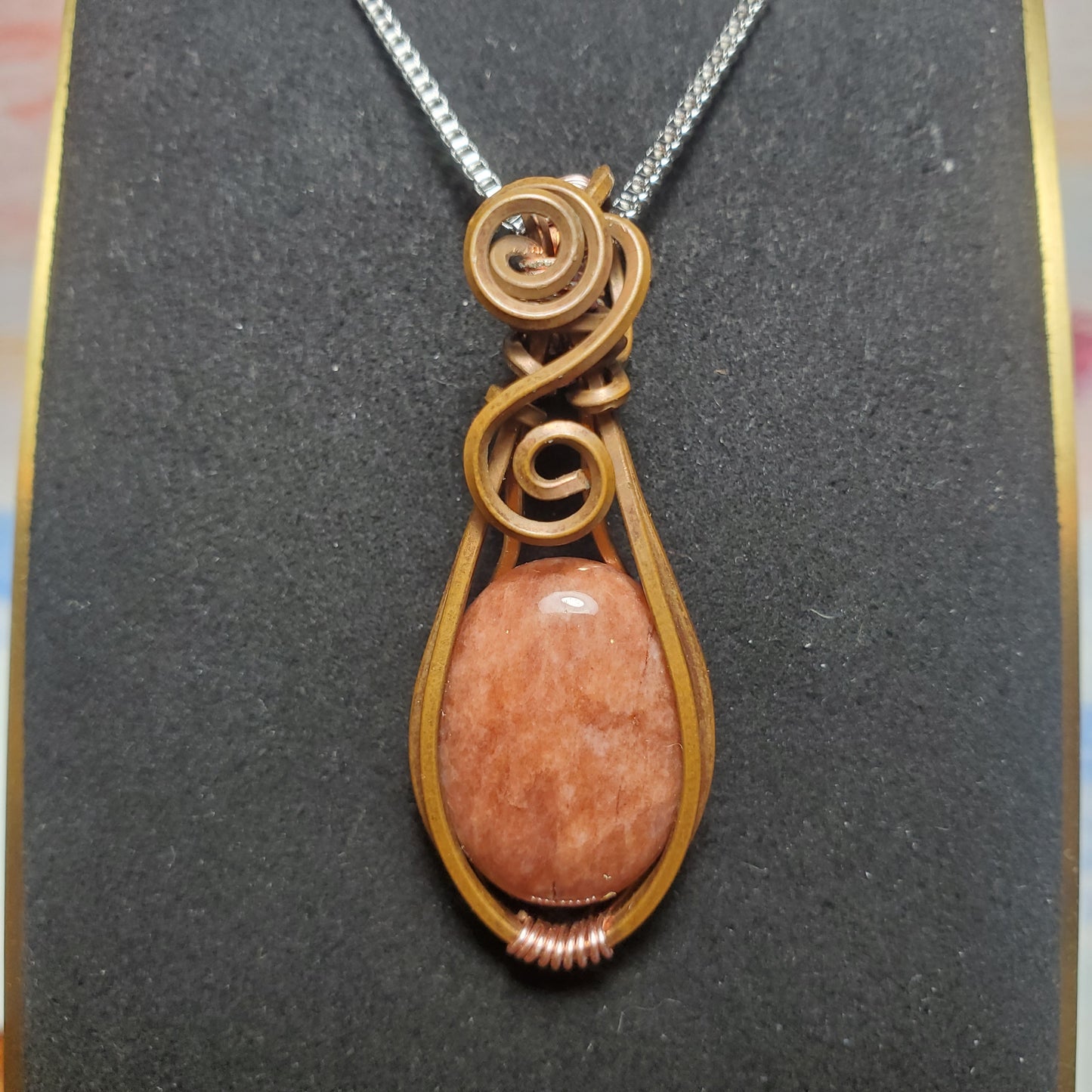 Peach Moonstone Copper Wire Wrapped Gem