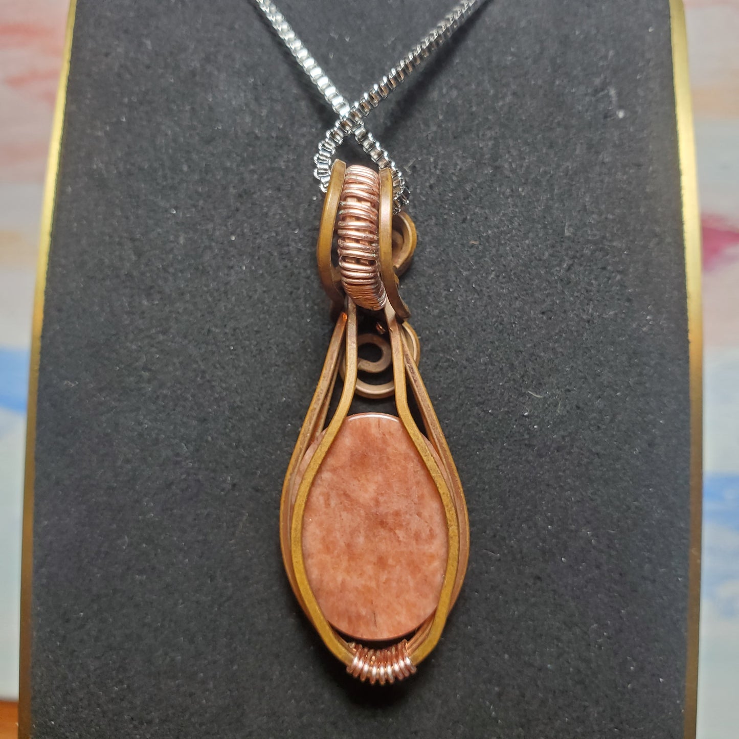 Peach Moonstone Copper Wire Wrapped Gem